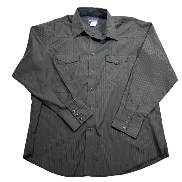 Wrangler Other - Wrangler Western Shirt Men's Size XL Black Pearl Snap Button Up Cowboy